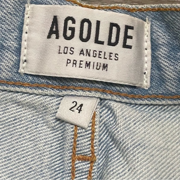 Agolde Shorts Womens Jaden Blue Denim High Rise Distressed Grunge Cut Off sz 24 - Picture 5 of 9